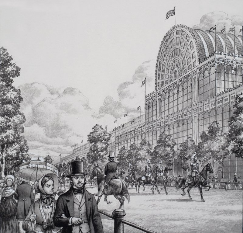 Palacio de Cristal (gouache sobre papel) de Pat (1907-95) Nicolle