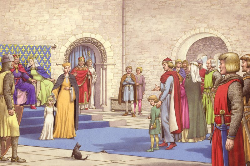Enrique III se casó con Margarita de Francia cuando sólo tenía cinco años (gouache sobre papel) de Pat (1907-95) Nicolle