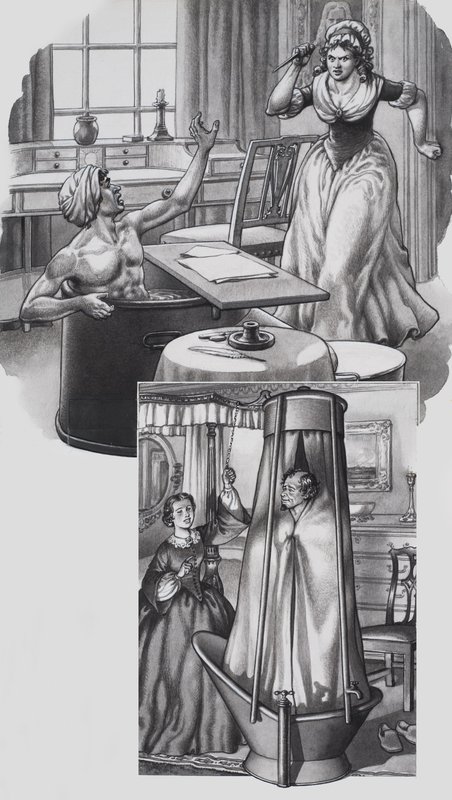 Jean Paul Marat (1743-93) y Disraeli (1804-81) (gouache sobre papel) de Pat (1907-95) Nicolle