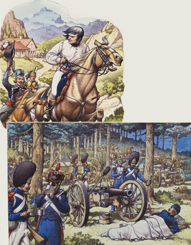 Napoleón y la Guardia Imperial de Napoleón (gouache sobre papel) de Pat (1907 95) Nicolle