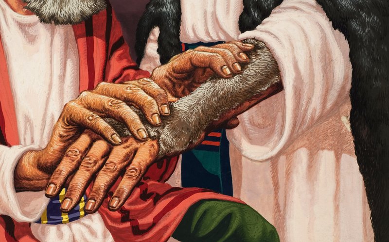 La historia de Isaac (gouache sobre papel) de Pat (1907-95) Nicolle