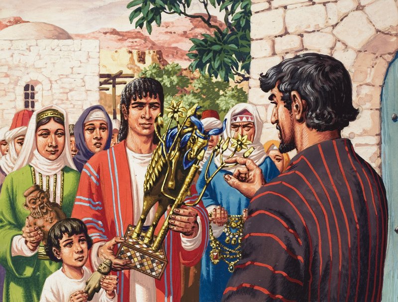 La historia de Jacob (gouache sobre papel) de Pat (1907-95) Nicolle