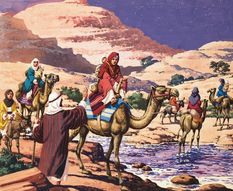 La historia de Jacob - Dios habla en Penuel (gouache sobre papel) de Pat (1907-95) Nicolle