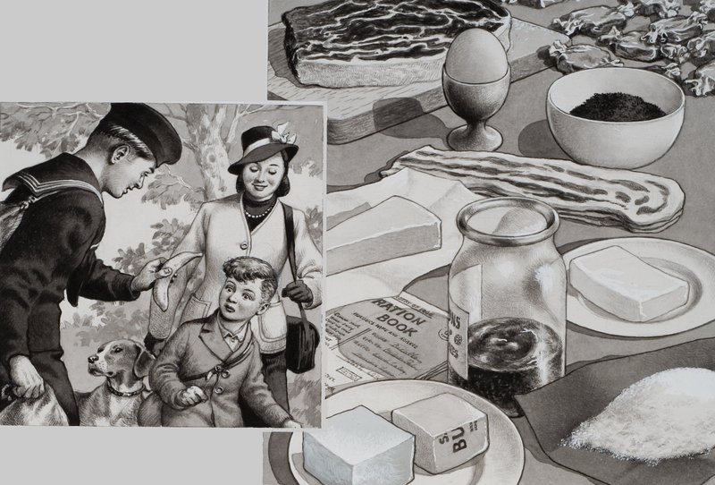 Wartime Rations (gouache sobre papel) de Pat (1907 95) Nicolle