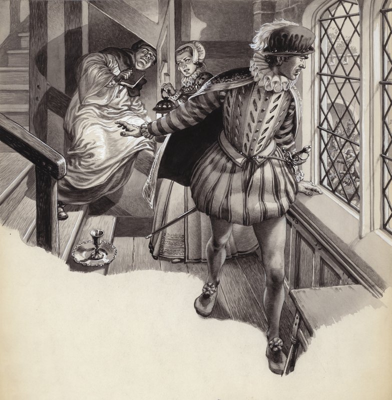 Un cura se desliza en un orificio sacerdotal (gouache sobre papel) de Pat (1907 95) Nicolle