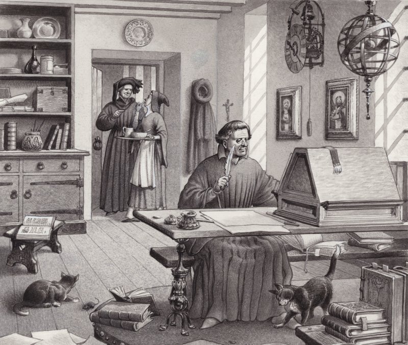 Cosimo Medici sentado en su casa de Florencia (gouache sobre papel) de Pat (1907 95) Nicolle