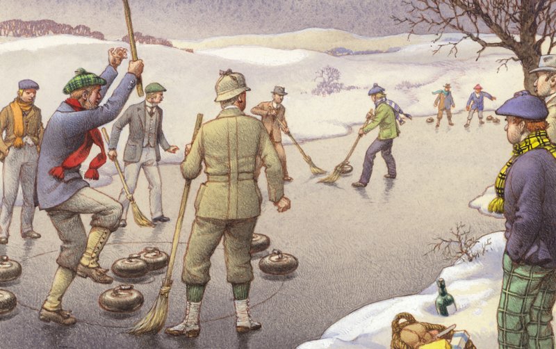 Curling in Scotland (gouache sobre papel) de Pat (1907 95) Nicolle