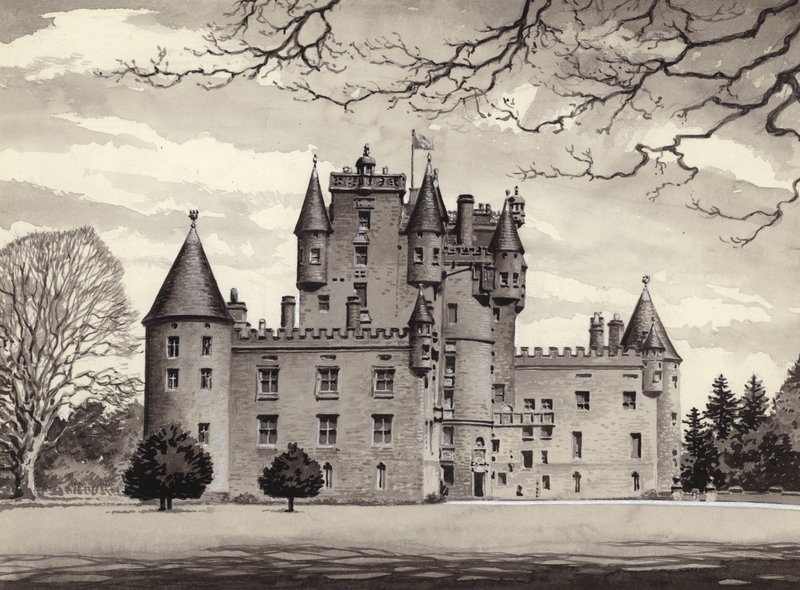 Castillo de Glamis (gouache sobre papel) de Pat (1907 95) Nicolle