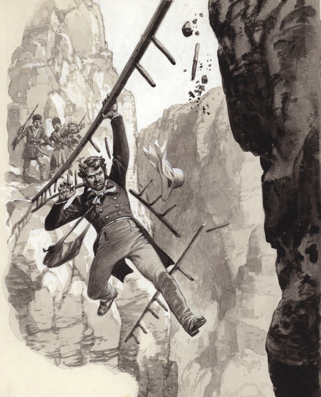 Henry Creswicke Rawlinson en Behistun (gouache sobre papel) de Pat (1907 95) Nicolle