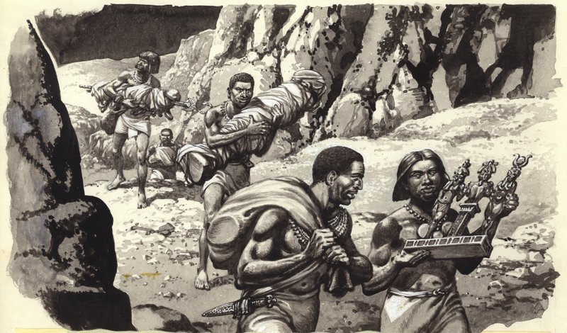 Ladrones de las tumbas perdidas de los faraones (gouache sobre papel) de Pat (1907 95) Nicolle