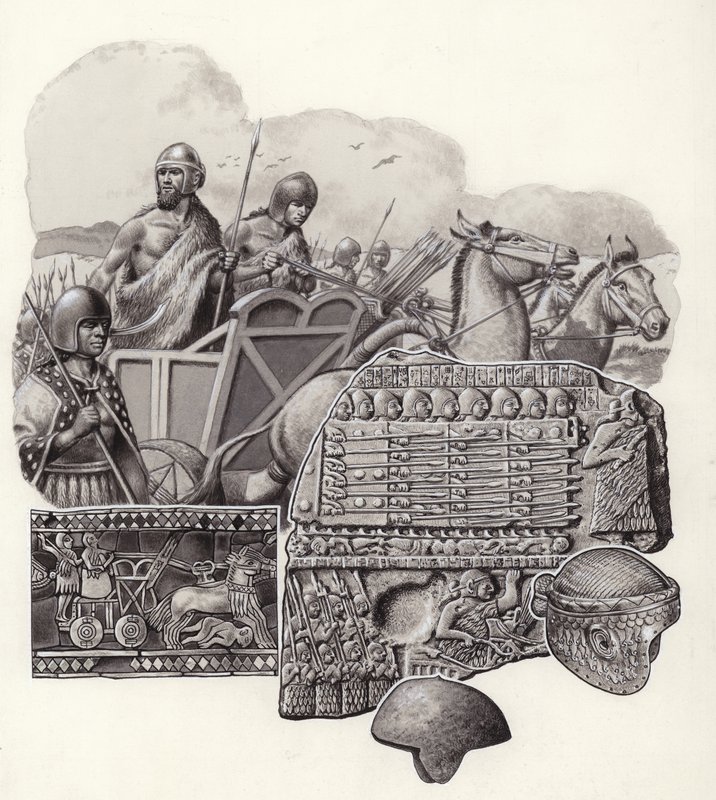 Carro sumerio tirado por asnos salvajes (gouache sobre papel) de Pat (1907 95) Nicolle