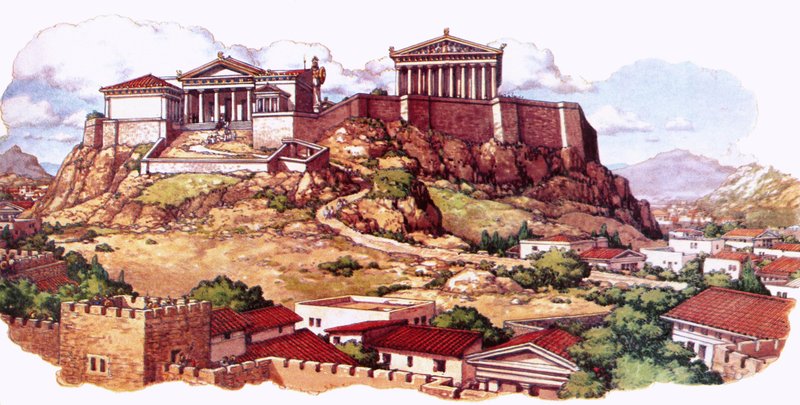 La Acrópolis, o antigua ciudadela, de Atenas tal y como era en el siglo V. de Pat (1907 95) Nicolle
