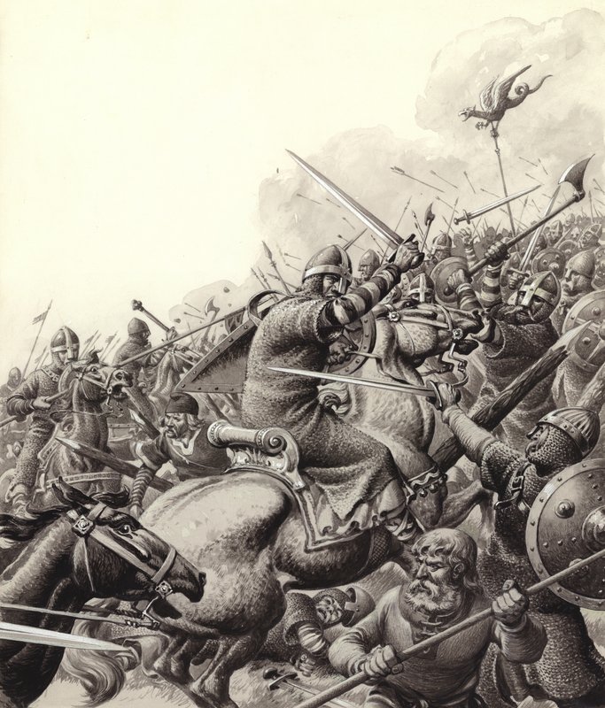 La batalla de Hastings (gouache sobre papel) de Pat (1907 95) Nicolle