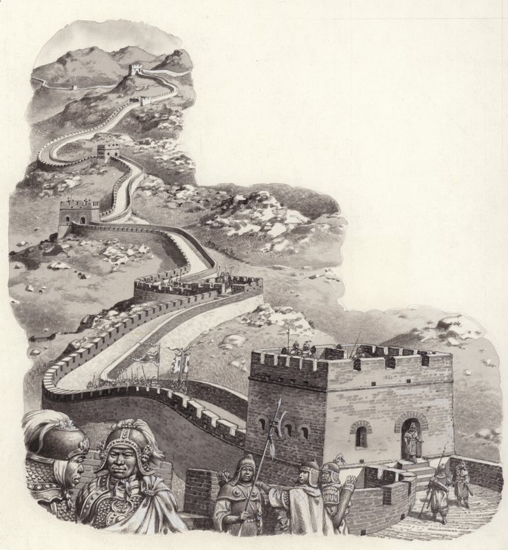 La Gran Muralla China (gouache sobre papel) de Pat (1907-95) Nicolle