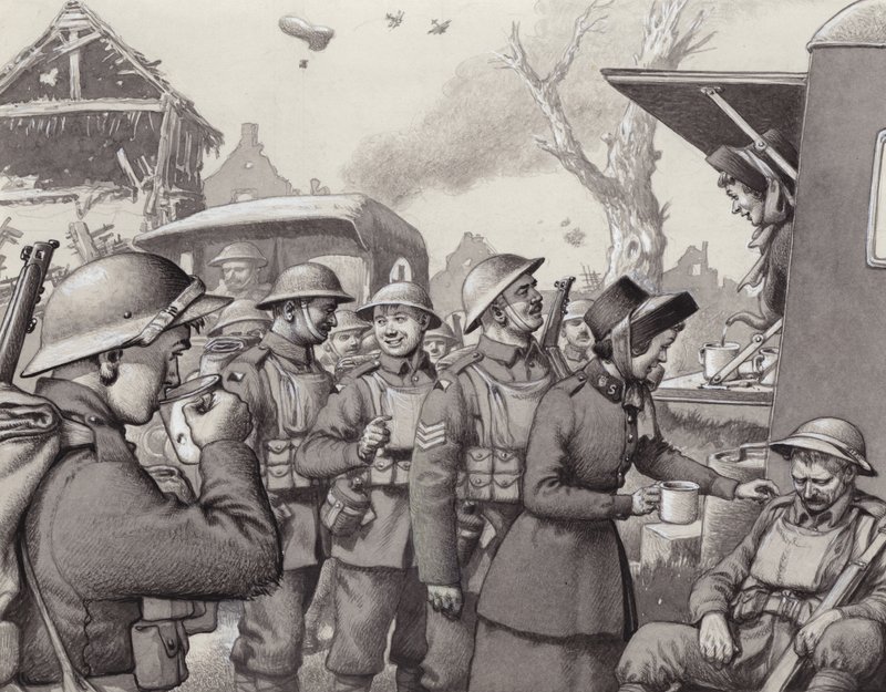 Mujeres del Ejército de Salvación durante la Gran Guerra (gouache sobre papel) de Pat (1907 95) Nicolle