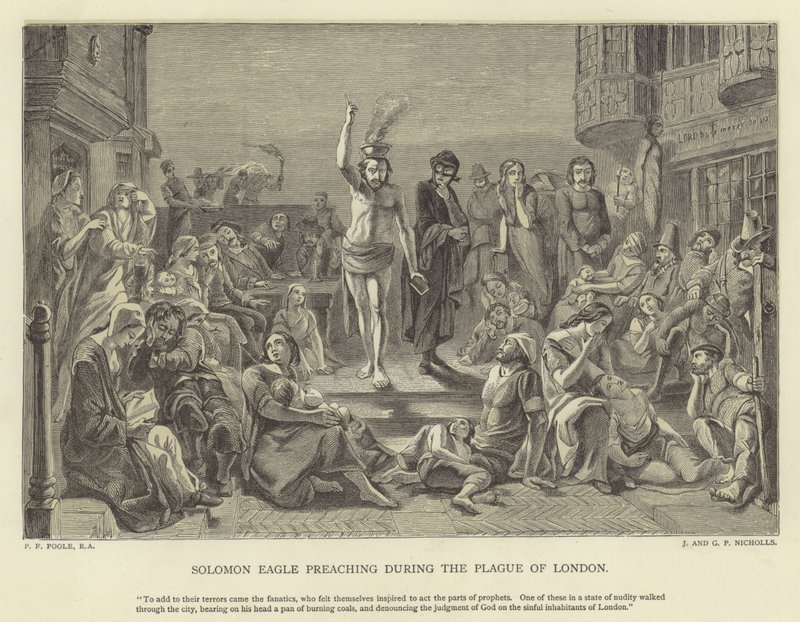 Solomon Eagle predicando durante la plaga de Londres de Paul Falconer Poole