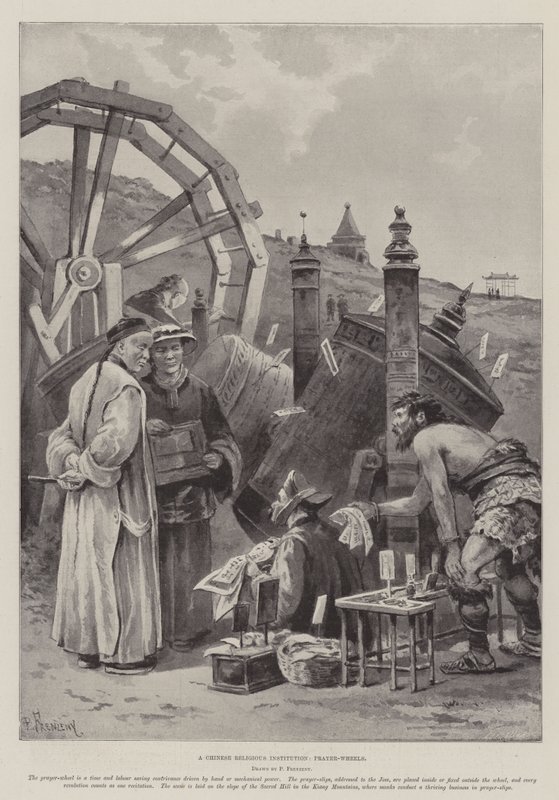 Una institución religiosa china, ruedas de oración de Paul Frenzeny