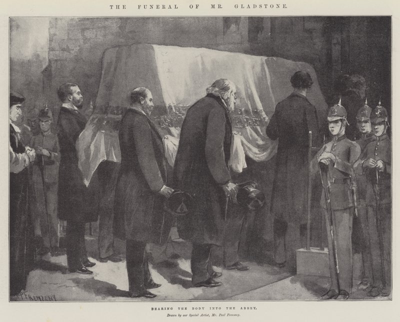 El funeral del Sr. Gladstone, llevando el cuerpo a la Abadía de Paul Frenzeny