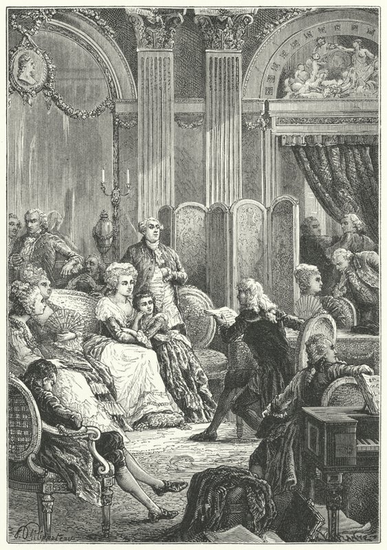 Un salón al comienzo del reinado de Luis XVI de Francia de Paul Dominique Philippoteaux