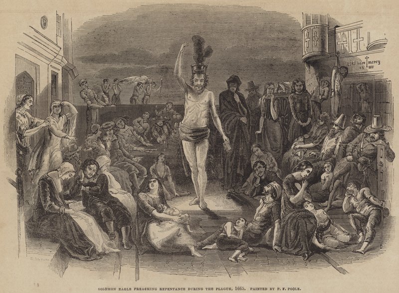 Solomon Eagle predicando el arrepentimiento durante la plaga, 1665 de Paul Falconer Poole