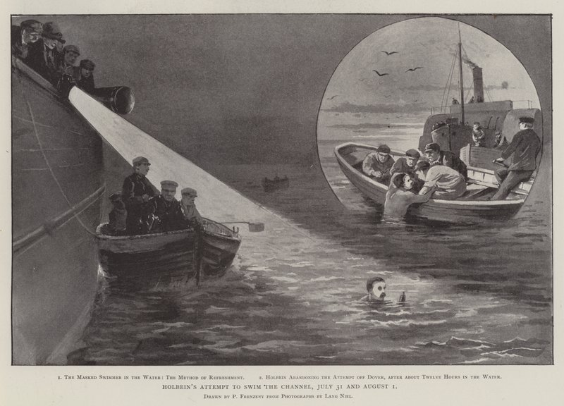 Intento de Holbein de nadar el Canal, 31 de julio y 1 de agosto de Paul Frenzeny