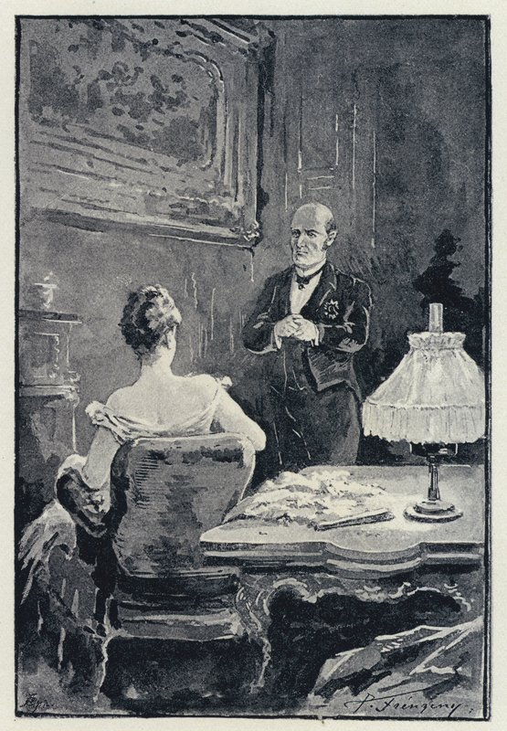 Ilustración de Anna Karenina: La pelea entre Anna y su esposo de Paul Frenzeny