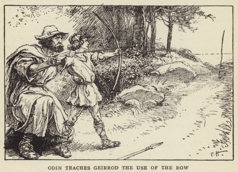 Odin enseña a Geirrod el Uso del Arco de Paul Hardy