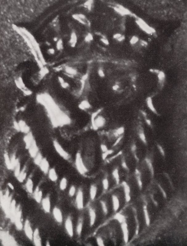 Cabeza de león en una moneda de un chelín (fotografía en blanco y negro) de Paul Henning