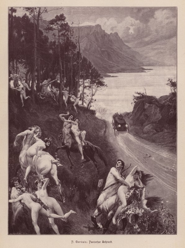 Sátiros y ninfas asustados por un automóvil de Paul Jean Gervais