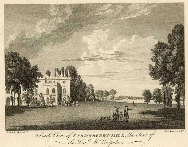 Vista sur de Strawberry Hill, Twickenham, Londres, la residencia del Honorable Horace Walpole de Paul Sandby