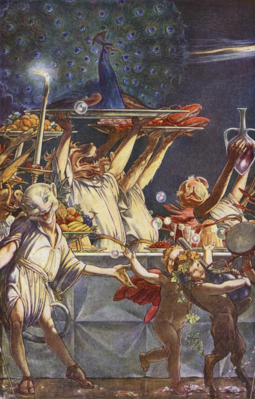 La Tempestad de William Shakespeare, Acto III, Escena 3 (litografia en color) de Paul Vincent Woodroffe