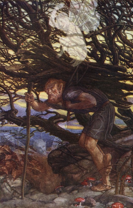 La Tempestad de William Shakespeare, Acto II, Escena 2 (litografia en color) de Paul Vincent Woodroffe
