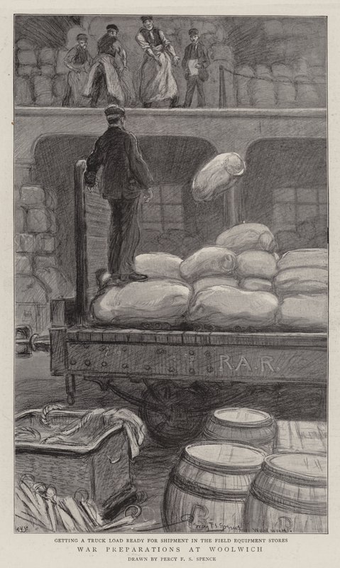 Preparativos de guerra en Woolwich de Percy F.S. Spence