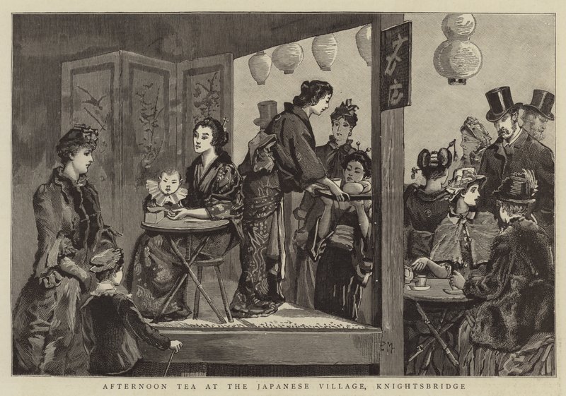 Té de la Tarde en el Pueblo Japonés, Knightsbridge de Percy Macquoid
