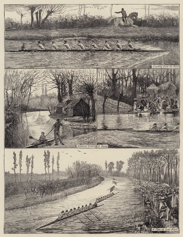 La carrera de botes de la universidad de Percy Macquoid