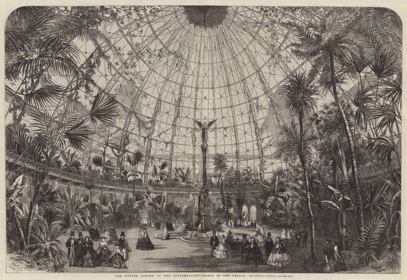 El jardín de invierno en el Palacio de la Gente contemplado, Muswell-Hill de Percy Macquoid