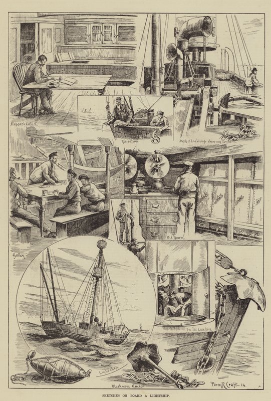 Bocetos a bordo de un faro flotante de Percy Robert Craft