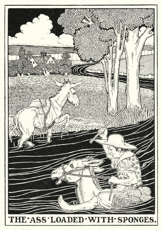 Fábulas de La Fontaine: El culo cargado de esponjas (litografía) de Percy James Billinghurst