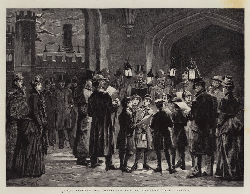 Villancicos en la Víspera de Navidad en el Palacio de Hampton Court de Percy Macquoid