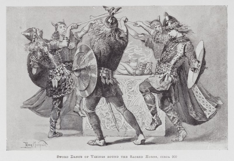 Baile: Danza de espada de vikingos alrededor de los cuernos sagrados, circa 900 de Percy Macquoid