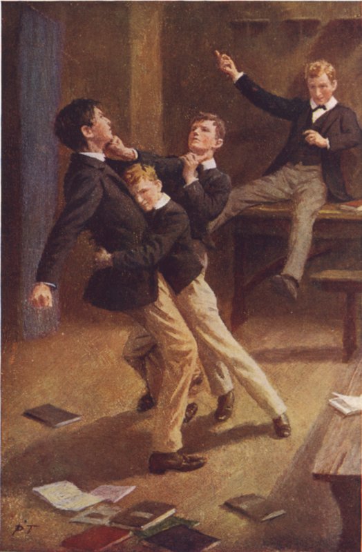 Los tres se tambalearon por un momento, y luego se fueron (litografía en color) de Percy Tarrant