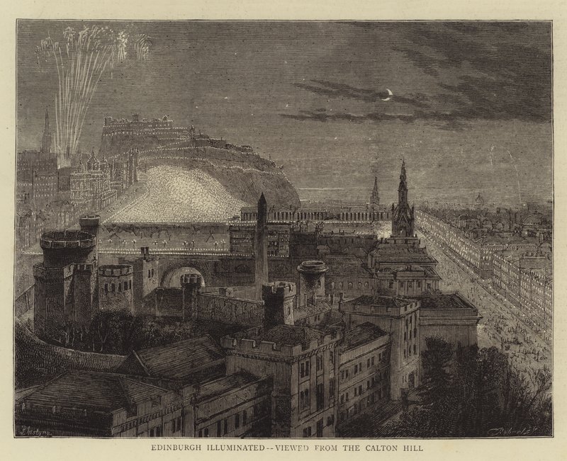 Edimburgo Iluminado, visto desde Calton Hill de Percy William Justyne