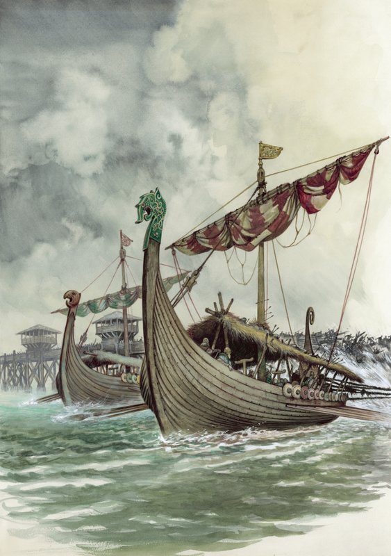 El Puente de Londres siendo derribado en el ataque vikingo liderado por Olaf el Noruego en 1014 de Peter Jackson