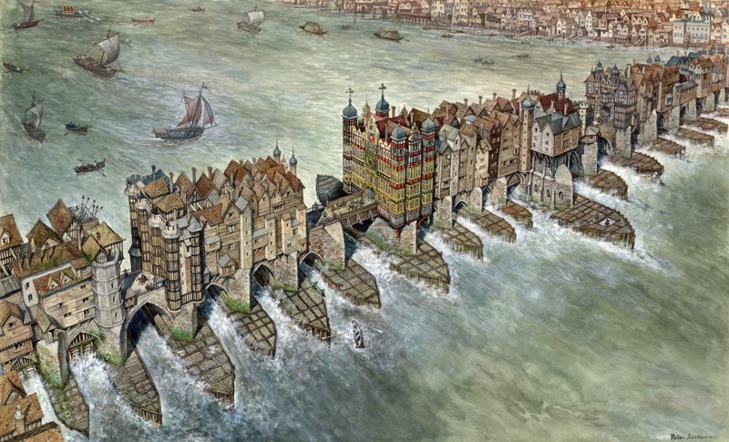 El viejo puente de Londres, c. 1600 de Peter Jackson