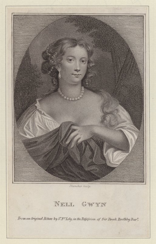 Nell Gwyn, amante del rey Carlos II (grabado) de Peter (after) Lely
