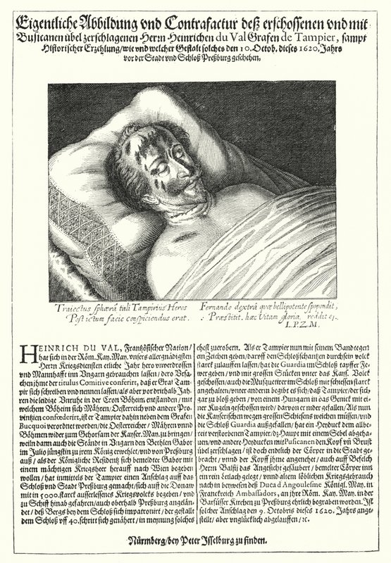 El cuerpo de Henri du Val, Conde de Dampierre de Peter Isselburg