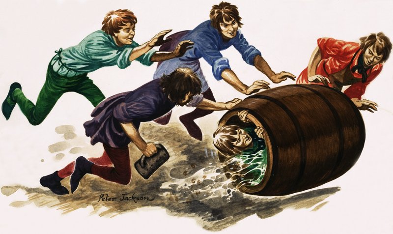 Un aprendiz recién calificado es empapado en cerveza y enrollado en un barril de Peter Jackson