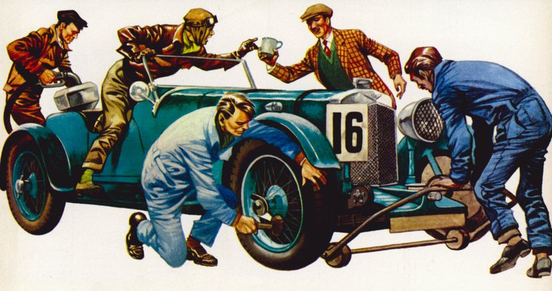 Un coche de carreras Aston Martin, vintage 1932, que ganó muchas carreras de Peter Jackson