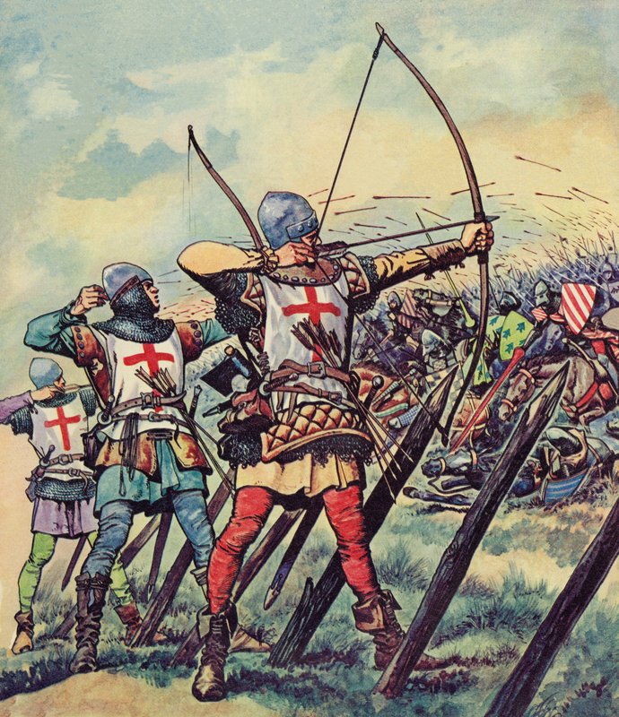 Arqueros ingleses en la Batalla de Crécy de Peter Jackson