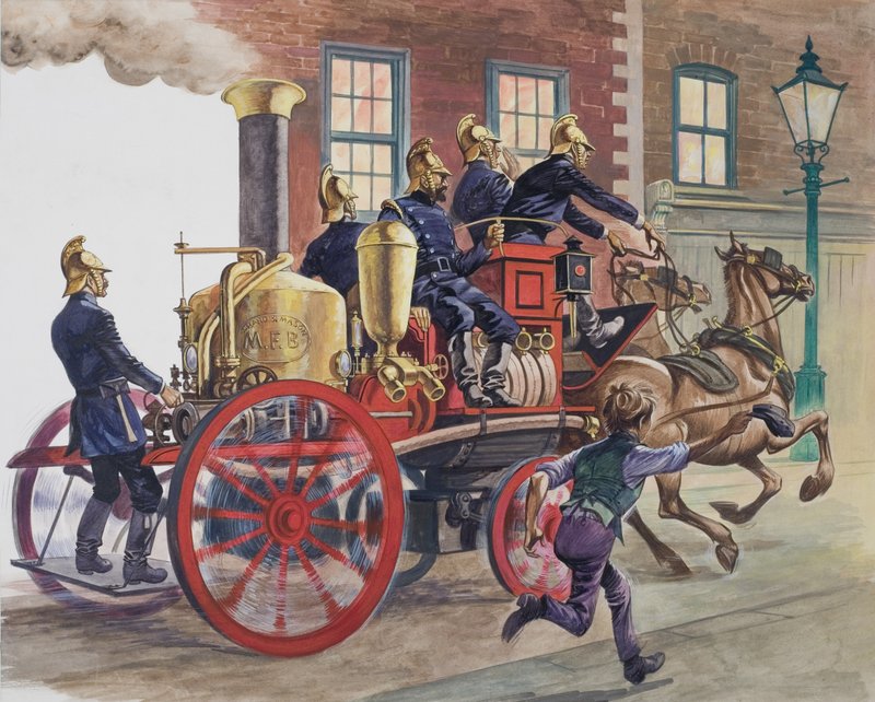 Coche de bomberos (gouache sobre papel) de Peter Jackson
